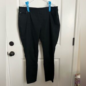 Kim Rogers- Black, skinny leg pants with elastic type waistband